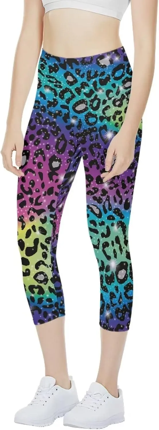 INSTANTARTS Women's Capri Yoga Pants, Stretchy Exercise Sports Pants High Waist Leggings