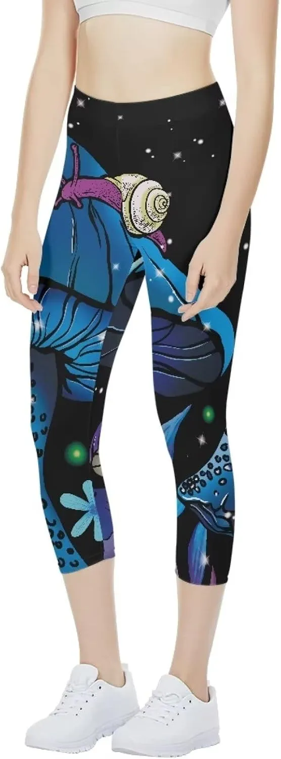INSTANTARTS Women's Capri Yoga Pants, Stretchy Exercise Sports Pants High Waist Leggings