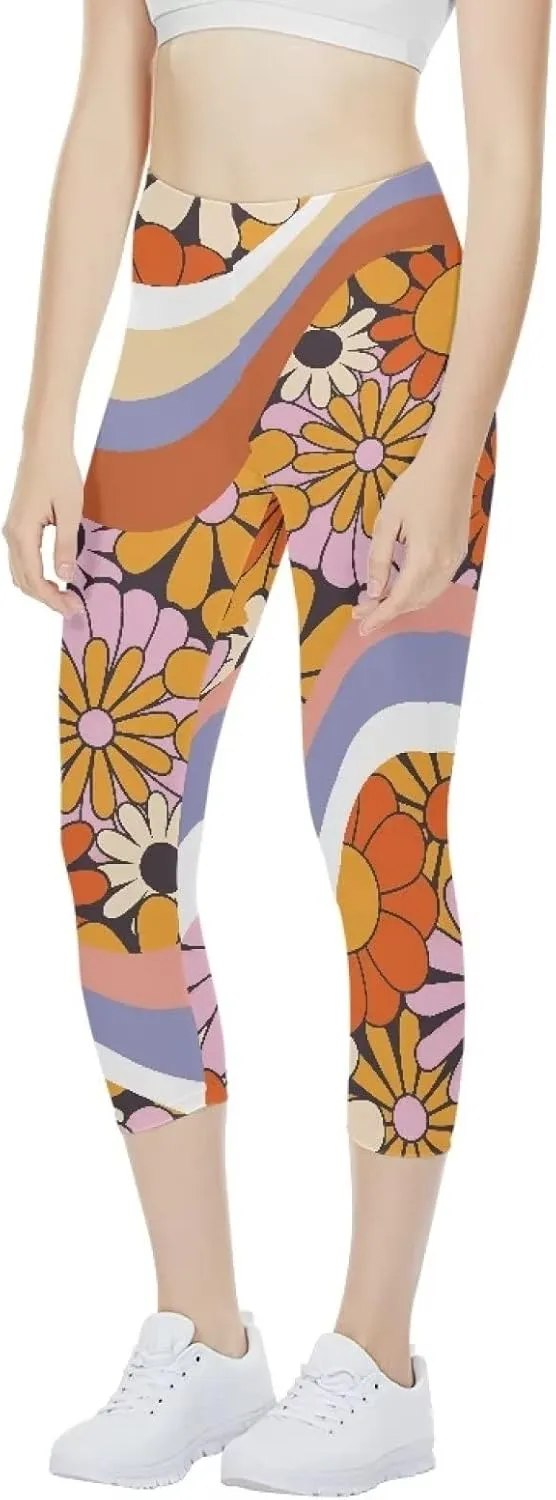 INSTANTARTS Women's Capri Yoga Pants, Stretchy Exercise Sports Pants High Waist Leggings