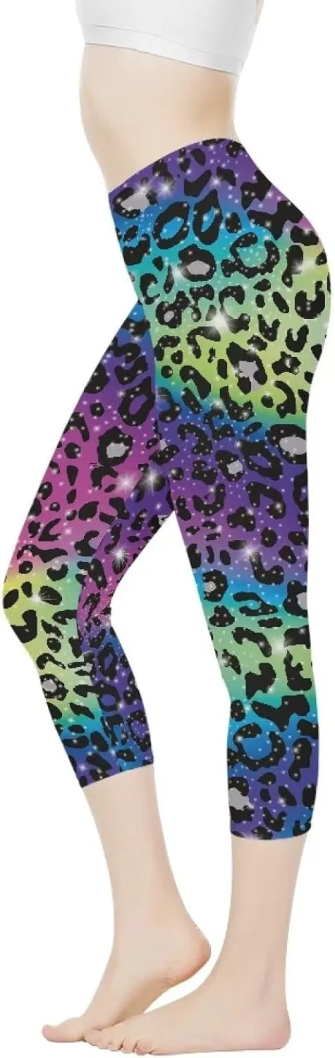 INSTANTARTS Women's Capri Yoga Pants, Stretchy Exercise Sports Pants High Waist Leggings