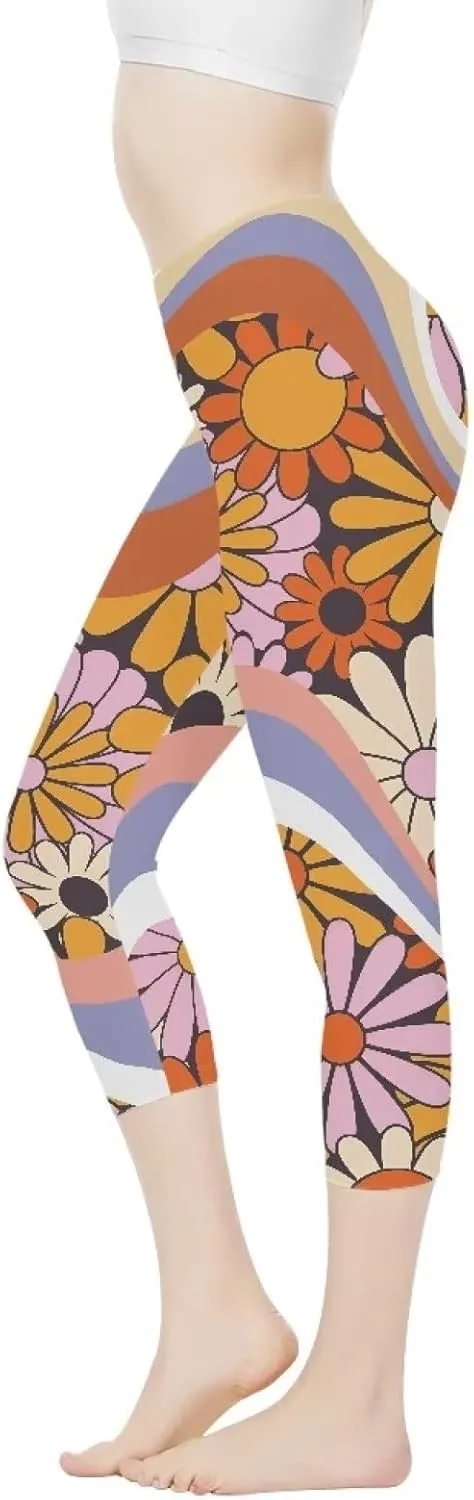 INSTANTARTS Women's Capri Yoga Pants, Stretchy Exercise Sports Pants High Waist Leggings