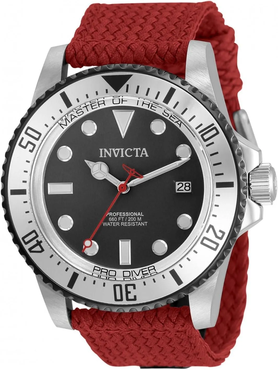 Invicta Pro Diver Men's Stainless Steel Black (44MM, Red)