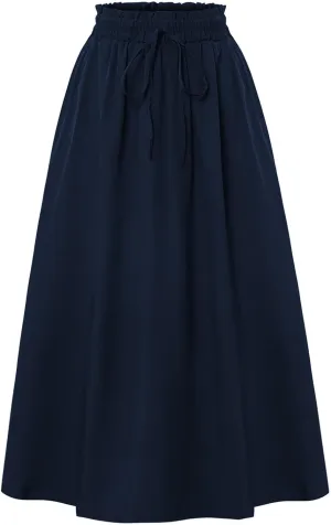 JJHAEVDY Womens Maxi Skirt Summer Trendy Elastic High Waisted Boho Casual Beach Flowy Swing Long Skirts with Pockets