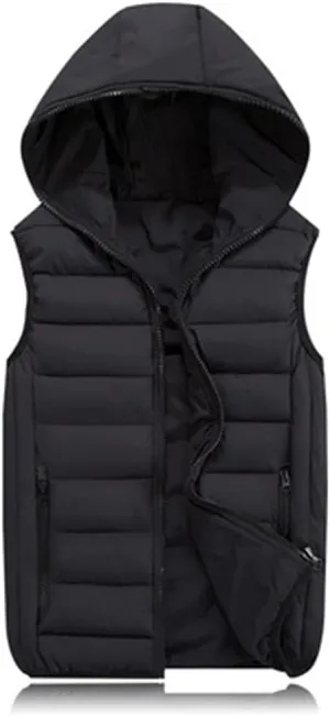 KISSQIQI Men's Lightweight Vest Hooded Padded Puffer Vest Male Outdoors Cotton-Padded Thickening Vests Coats