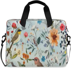 Laptop Bag for Women - Fits 16 inch with Laptop Compartment Carrying Messenger Sleeve with Strap Professional Fashion Travel Purse for Business Office Bag Bird and Flower Motifs