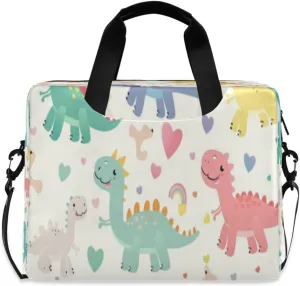 Laptop Bag for Women - Fits 16 inch with Laptop Compartment Carrying Messenger Sleeve with Strap Professional Fashion Travel Purse for Business Office Bag Cartoon Dinosaur
