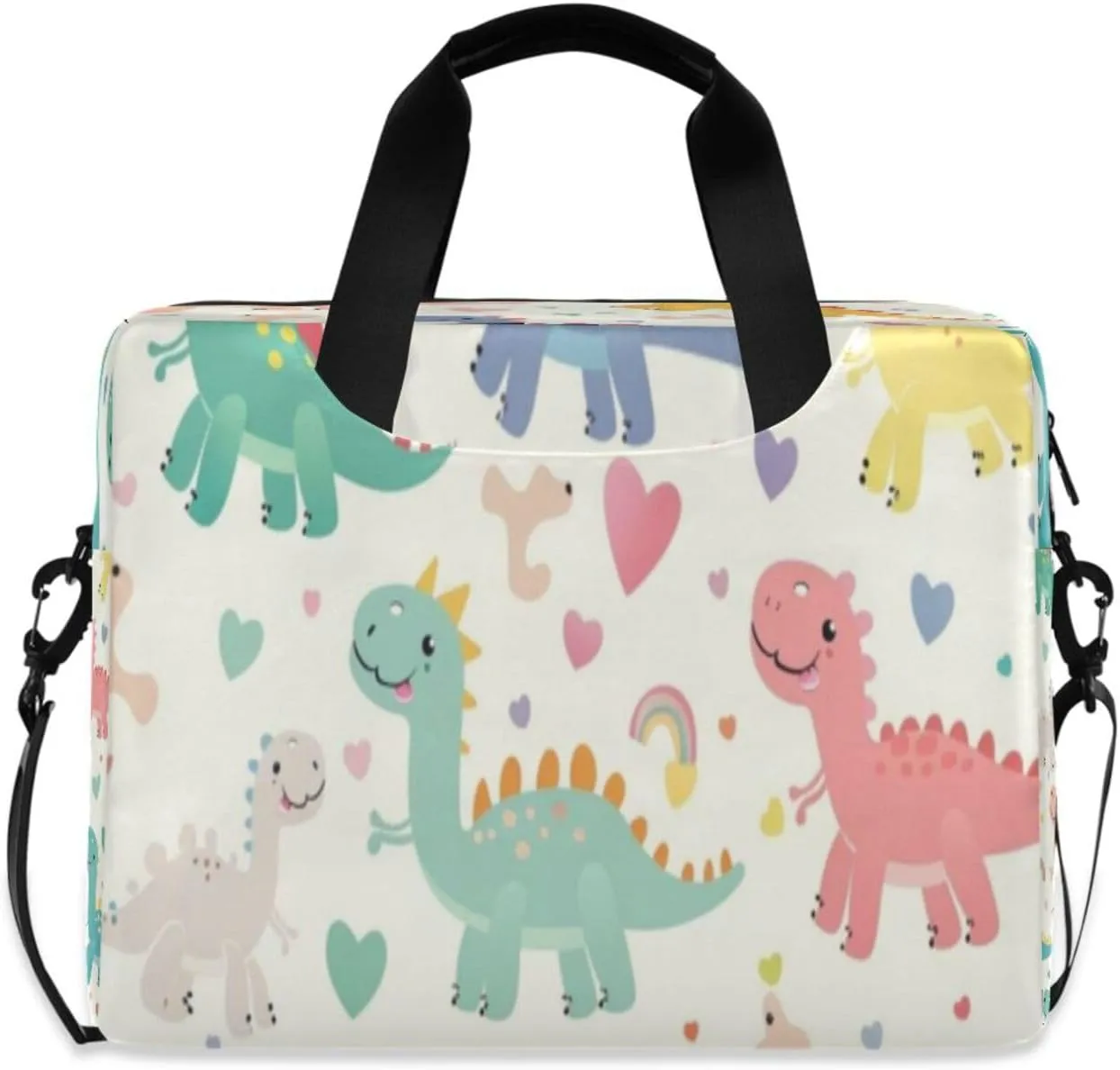 Laptop Bag for Women - Fits 16 inch with Laptop Compartment Carrying Messenger Sleeve with Strap Professional Fashion Travel Purse for Business Office Bag Cartoon Dinosaur