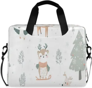 Laptop Bag for Women - Fits 16 inch with Laptop Compartment Carrying Messenger Sleeve with Strap Professional Fashion Travel Purse for Business Office Bag Christmas Cartoon Animals