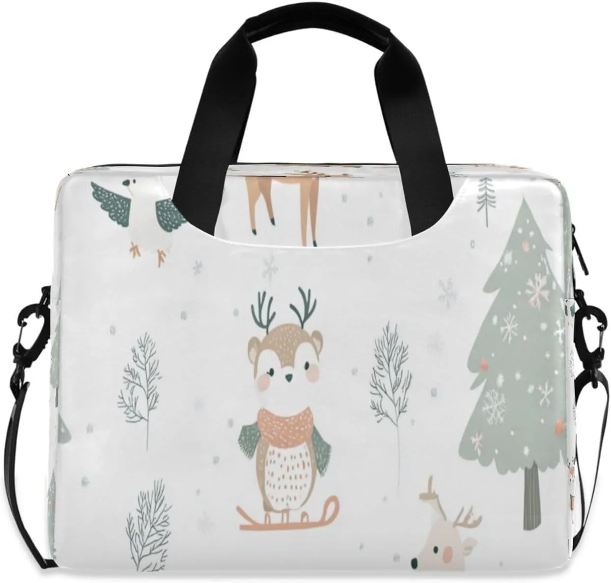Laptop Bag for Women - Fits 16 inch with Laptop Compartment Carrying Messenger Sleeve with Strap Professional Fashion Travel Purse for Business Office Bag Christmas Cartoon Animals