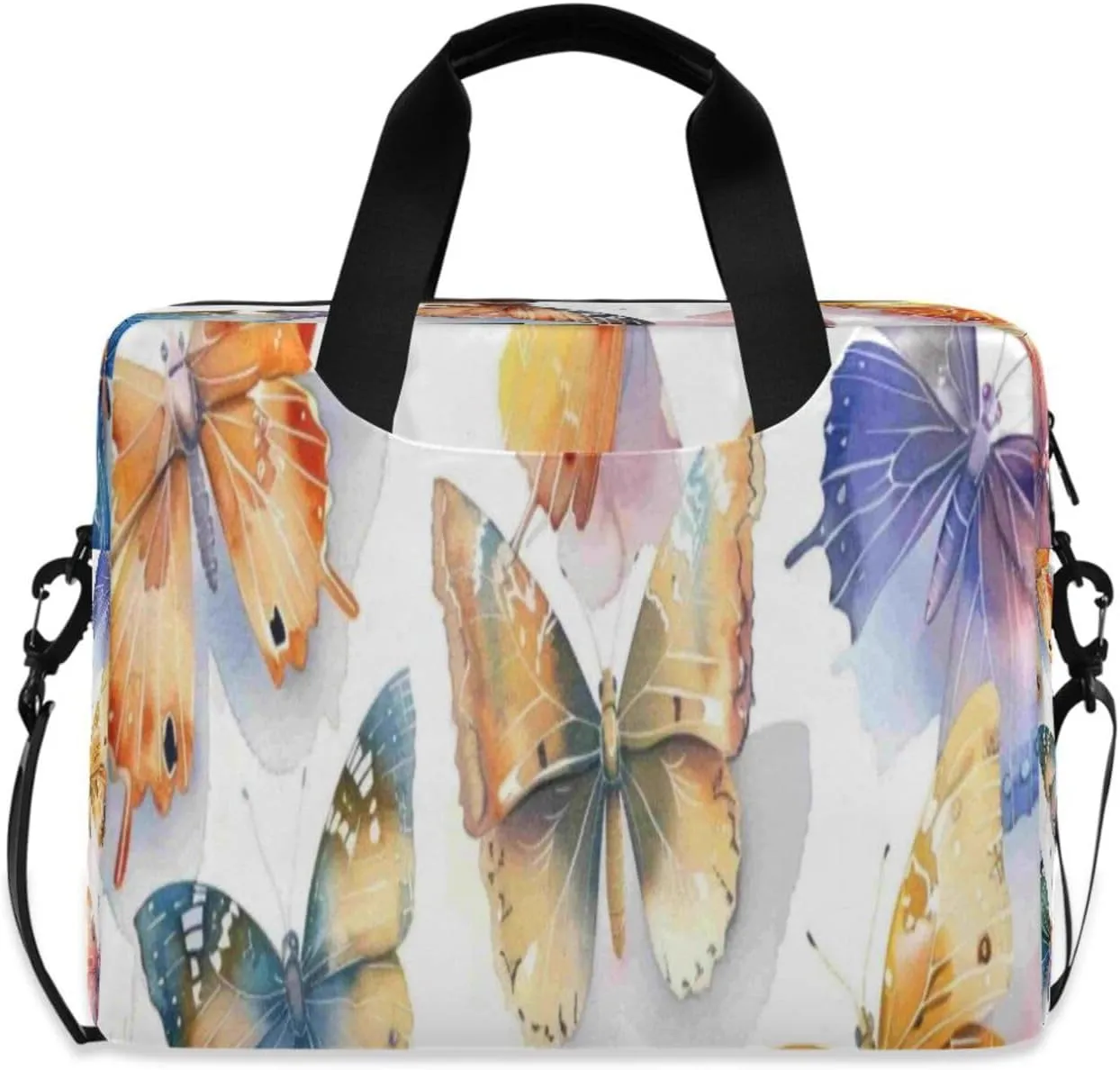 Laptop Bag for Women - Fits 16 inch with Laptop Compartment Carrying Messenger Sleeve with Strap Professional Fashion Travel Purse for Business Office Bag Colorful Butterfly