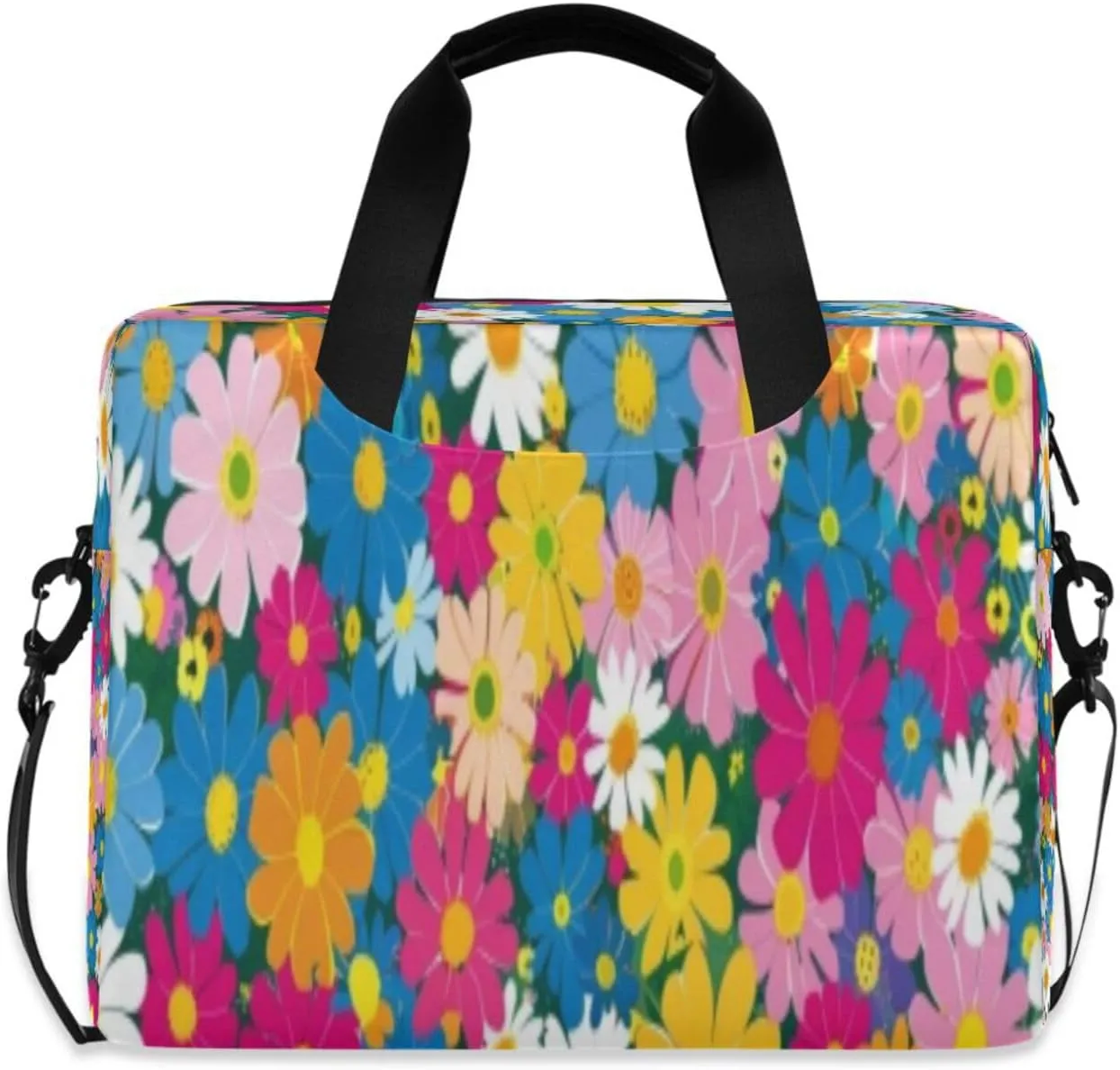 Laptop Bag for Women - Fits 16 inch with Laptop Compartment Carrying Messenger Sleeve with Strap Professional Fashion Travel Purse for Business Office Bag Colourful Flower