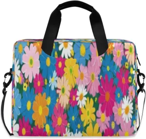 Laptop Bag for Women - Fits 16 inch with Laptop Compartment Carrying Messenger Sleeve with Strap Professional Fashion Travel Purse for Business Office Bag Colourful Flower