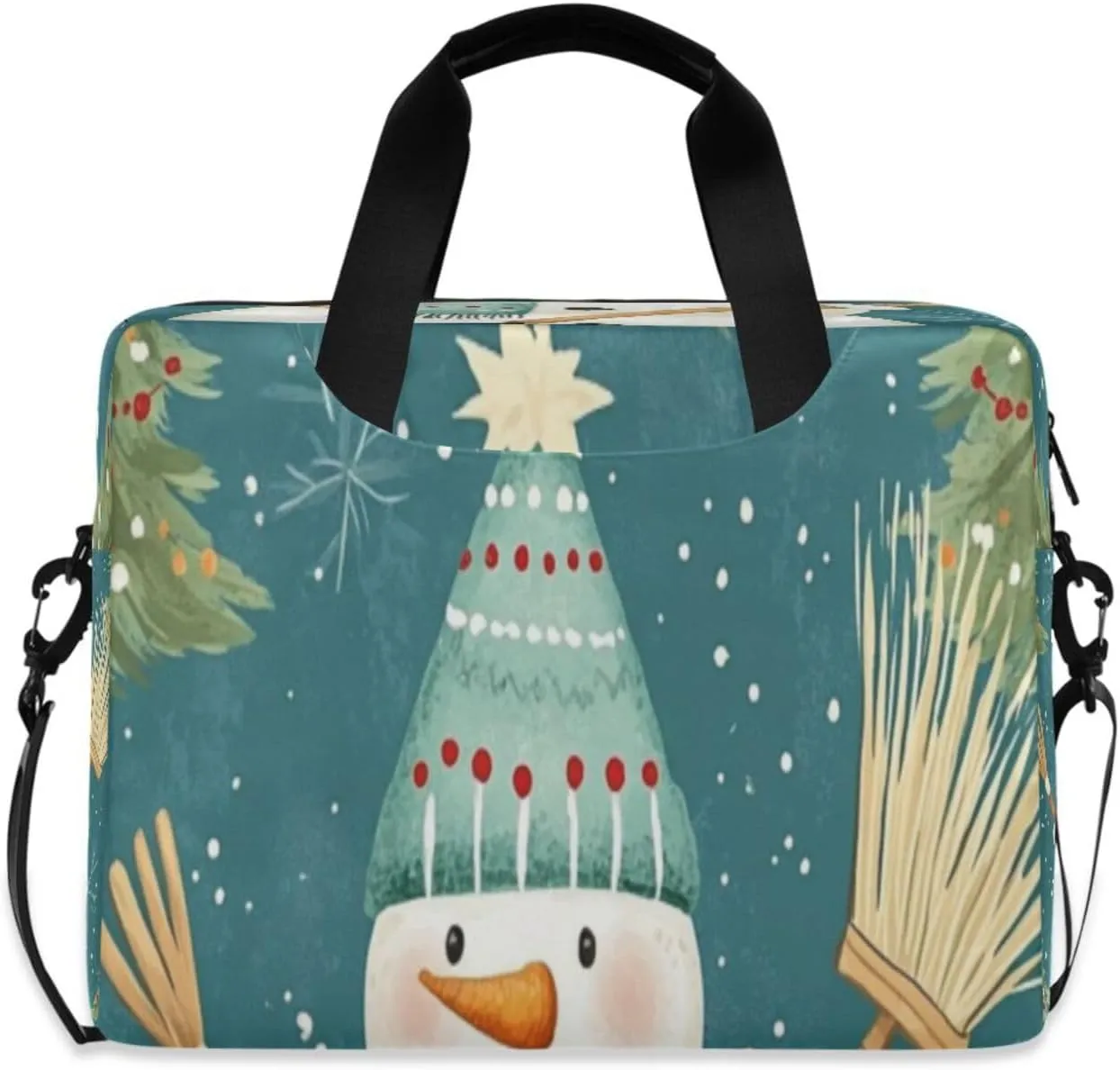 Laptop Bag for Women - Fits 16 inch with Laptop Compartment Carrying Messenger Sleeve with Strap Professional Fashion Travel Purse for Business Office Bag Cute Snowman