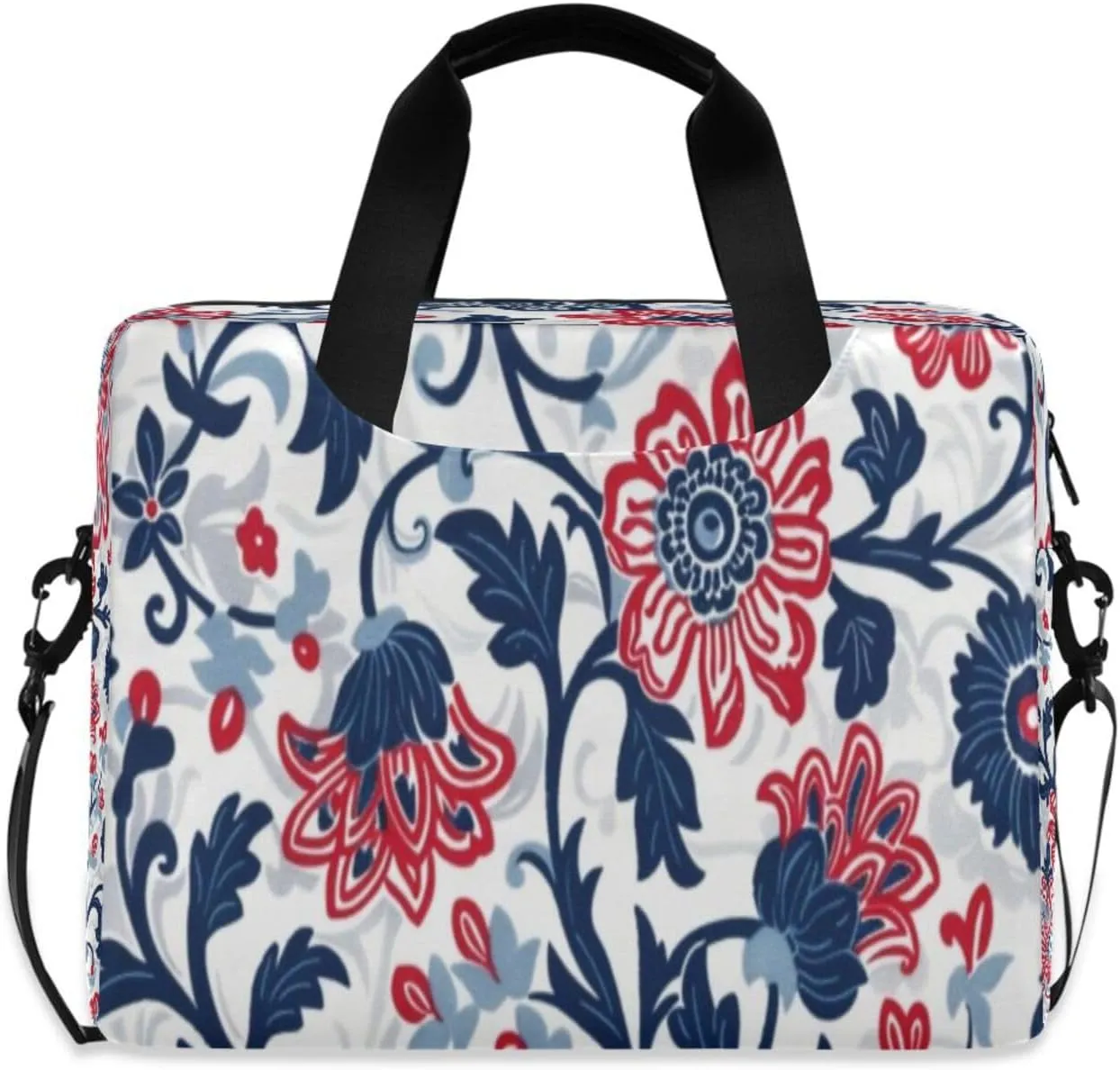 Laptop Bag for Women - Fits 16 inch with Laptop Compartment Carrying Messenger Sleeve with Strap Professional Fashion Travel Purse for Business Office Bag Floral Print