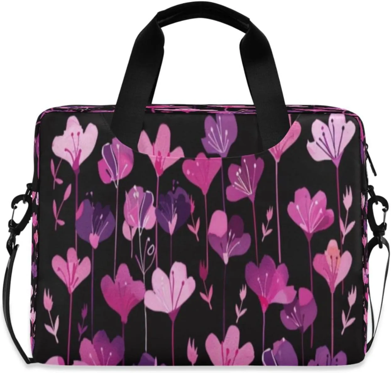 Laptop Bag for Women - Fits 16 inch with Laptop Compartment Carrying Messenger Sleeve with Strap Professional Fashion Travel Purse for Business Office Bag Fuchsia Clover