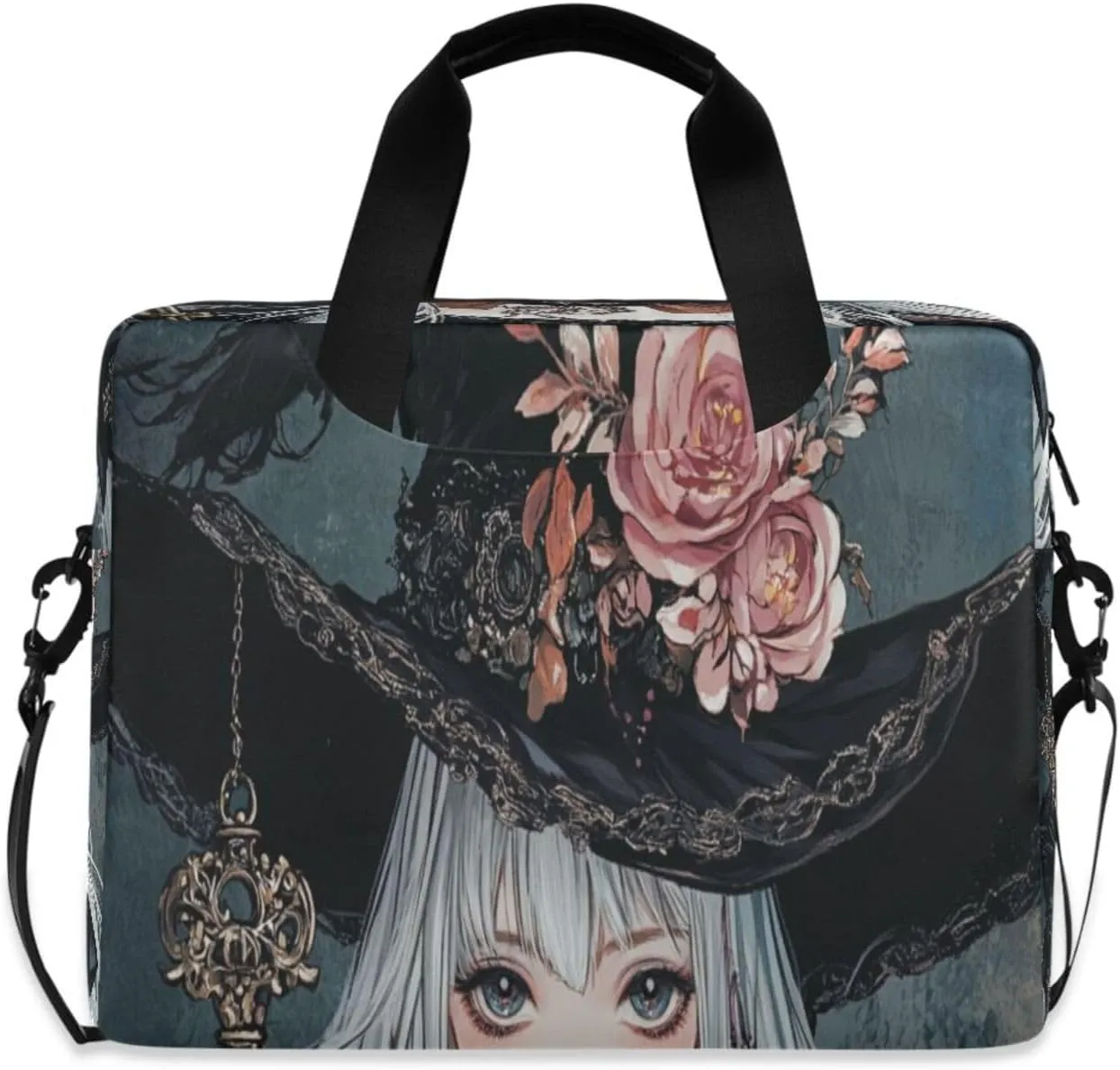 Laptop Bag for Women - Fits 16 inch with Laptop Compartment Carrying Messenger Sleeve with Strap Professional Fashion Travel Purse for Business Office Bag Magic Girl