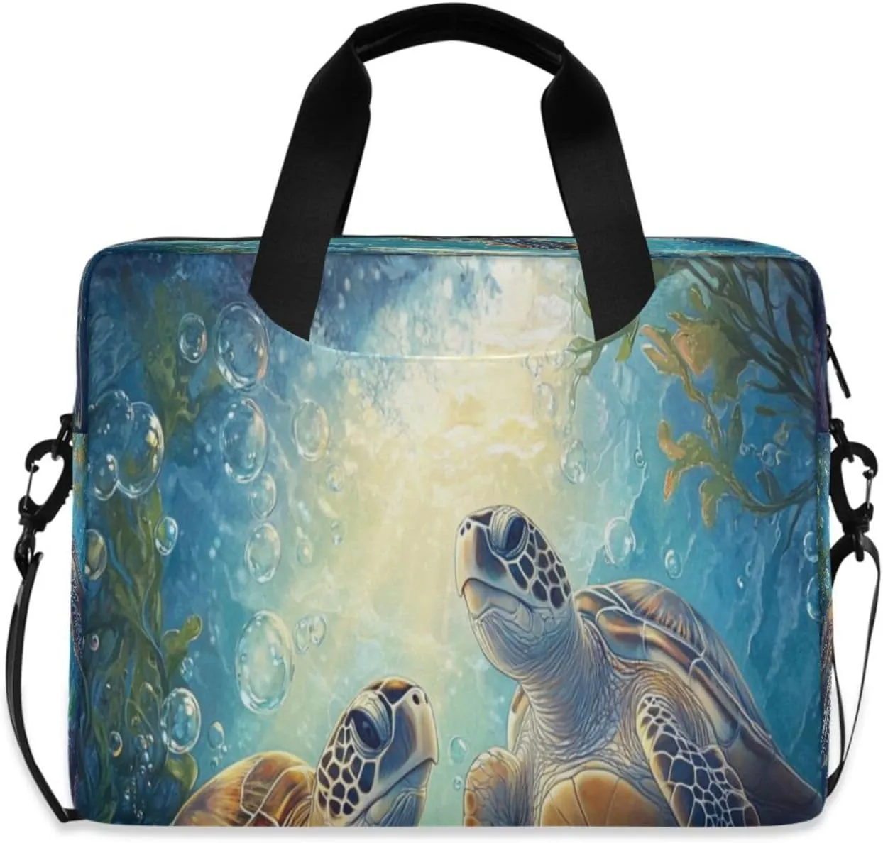 Laptop Bag for Women - Fits 16 inch with Laptop Compartment Carrying Messenger Sleeve with Strap Professional Fashion Travel Purse for Business Office Bag Marine Turtles