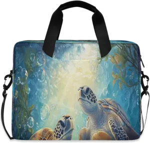 Laptop Bag for Women - Fits 16 inch with Laptop Compartment Carrying Messenger Sleeve with Strap Professional Fashion Travel Purse for Business Office Bag Marine Turtles