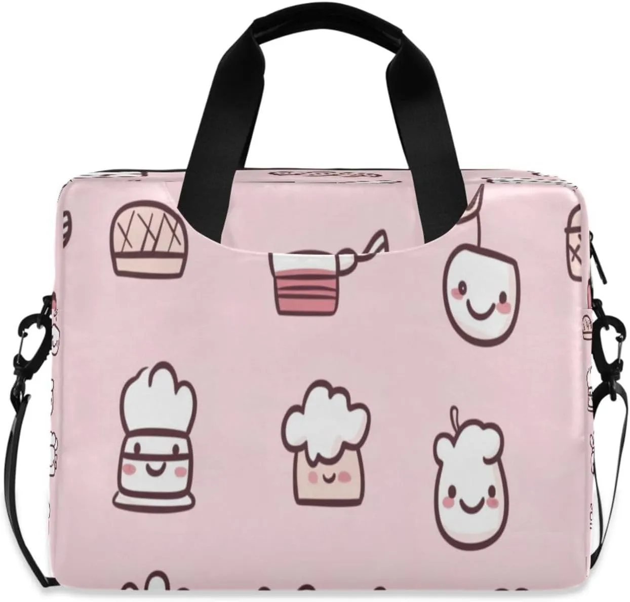 Laptop Bag for Women - Fits 16 inch with Laptop Compartment Carrying Messenger Sleeve with Strap Professional Fashion Travel Purse for Business Office Bag Pink Pattern