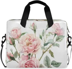 Laptop Bag for Women - Fits 16 inch with Laptop Compartment Carrying Messenger Sleeve with Strap Professional Fashion Travel Purse for Business Office Bag Pink Rose