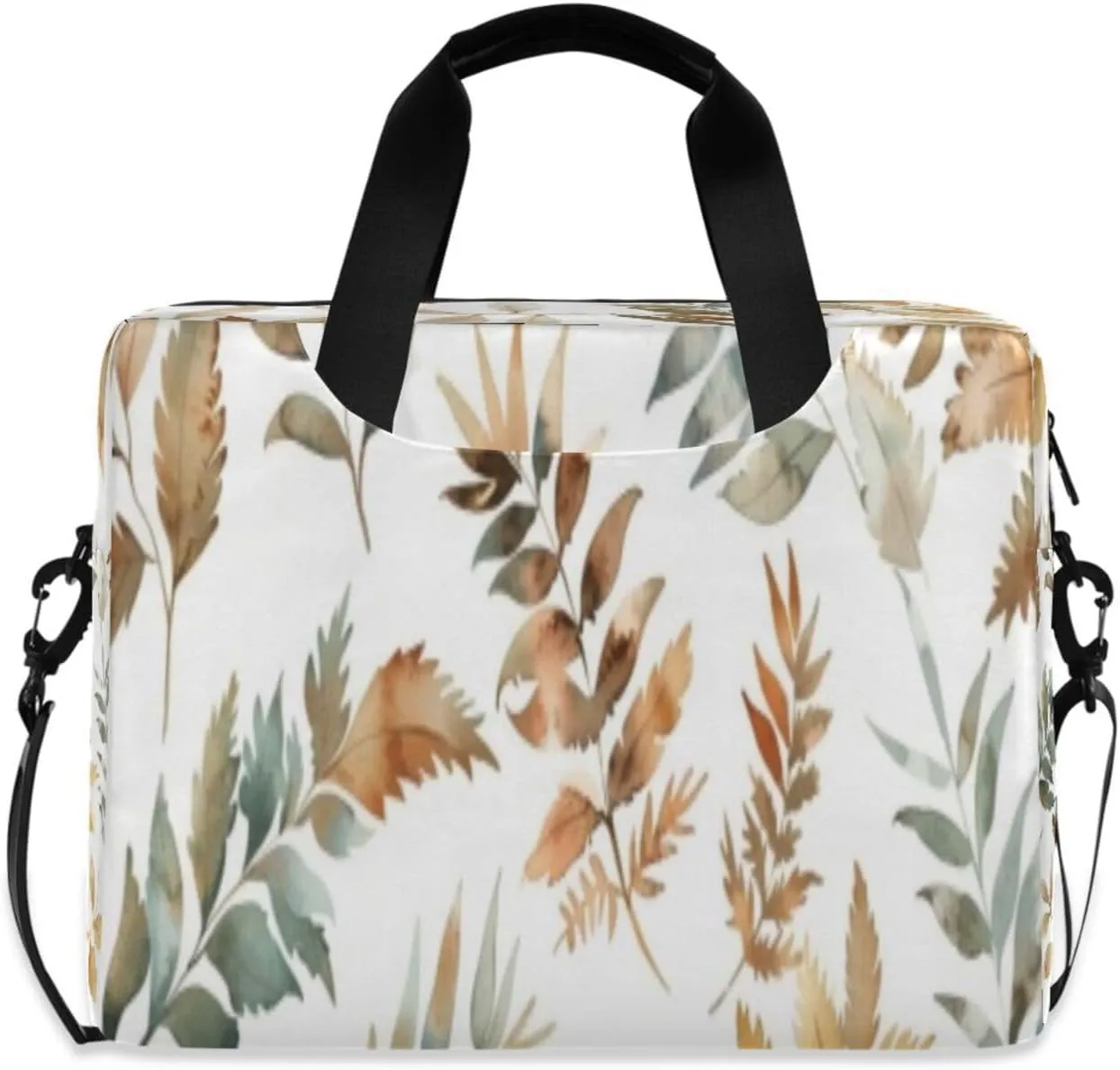 Laptop Bag for Women - Fits 16 inch with Laptop Compartment Carrying Messenger Sleeve with Strap Professional Fashion Travel Purse for Business Office Bag Plant Leaves Green