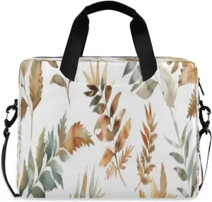 Laptop Bag for Women - Fits 16 inch with Laptop Compartment Carrying Messenger Sleeve with Strap Professional Fashion Travel Purse for Business Office Bag Plant Leaves Green