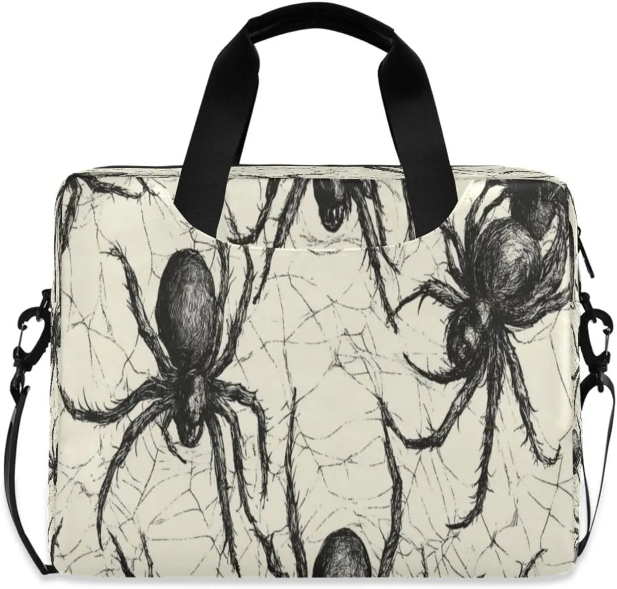 Laptop Bag for Women - Fits 16 inch with Laptop Compartment Carrying Messenger Sleeve with Strap Professional Fashion Travel Purse for Business Office Bag Sketch Spider