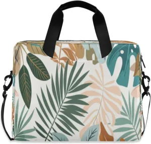 Laptop Bag for Women - Fits 16 inch with Laptop Compartment Carrying Messenger Sleeve with Strap Professional Fashion Travel Purse for Business Office Bag Vegetative Leaf