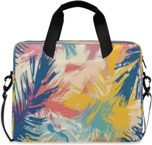 Laptop Bag for Women - Fits 16 inch with Laptop Compartment Carrying Messenger Sleeve with Strap Professional Fashion Travel Purse for Business Office Bag Watercolour Palm Leaves