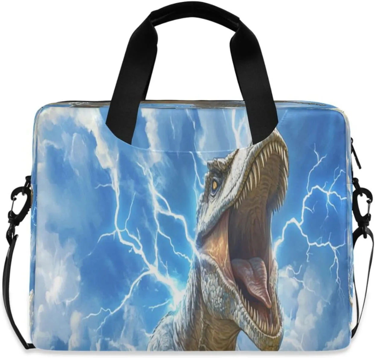 Laptop Bag for Women - Fits 16 inch with Laptop Compartment Carrying Messenger Sleeve with Strap Professional Fashion Travel Purse for Business Office Bag Yellow Dinosaur