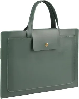 Laptopbag Ultra-thin Handbag PU Leather Tablet Protective Sleeve Laptop Bag Simple Fashion Commuter Briefcase, 14/15 Inch Bag for Laptop (Color : Dark Green, Size : 14")