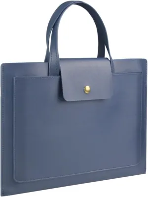 Laptopbag Ultra-thin Handbag PU Leather Tablet Protective Sleeve Laptop Bag Simple Fashion Commuter Briefcase, 14/15 Inch Bag for Laptop (Color : Navy Blue, Size : 15")
