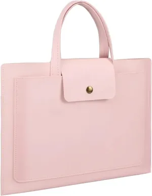 Laptopbag Ultra-thin Handbag PU Leather Tablet Protective Sleeve Laptop Bag Simple Fashion Commuter Briefcase, 14/15 Inch Bag for Laptop (Color : Pink, Size : 15")