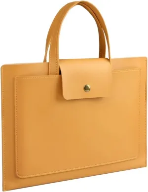 Laptopbag Ultra-thin Handbag PU Leather Tablet Protective Sleeve Laptop Bag Simple Fashion Commuter Briefcase, 14/15 Inch Bag for Laptop (Color : Yellow, Size : 15")