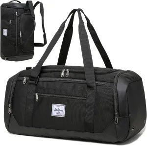 Laripwit Travel Duffle Bag for men 40L Medium Sports Gym Bag with Wet Pocket & Shoes Compartment Weekender Overnight Backpack for Traveling Duffel Bag Backpack for Women, Black