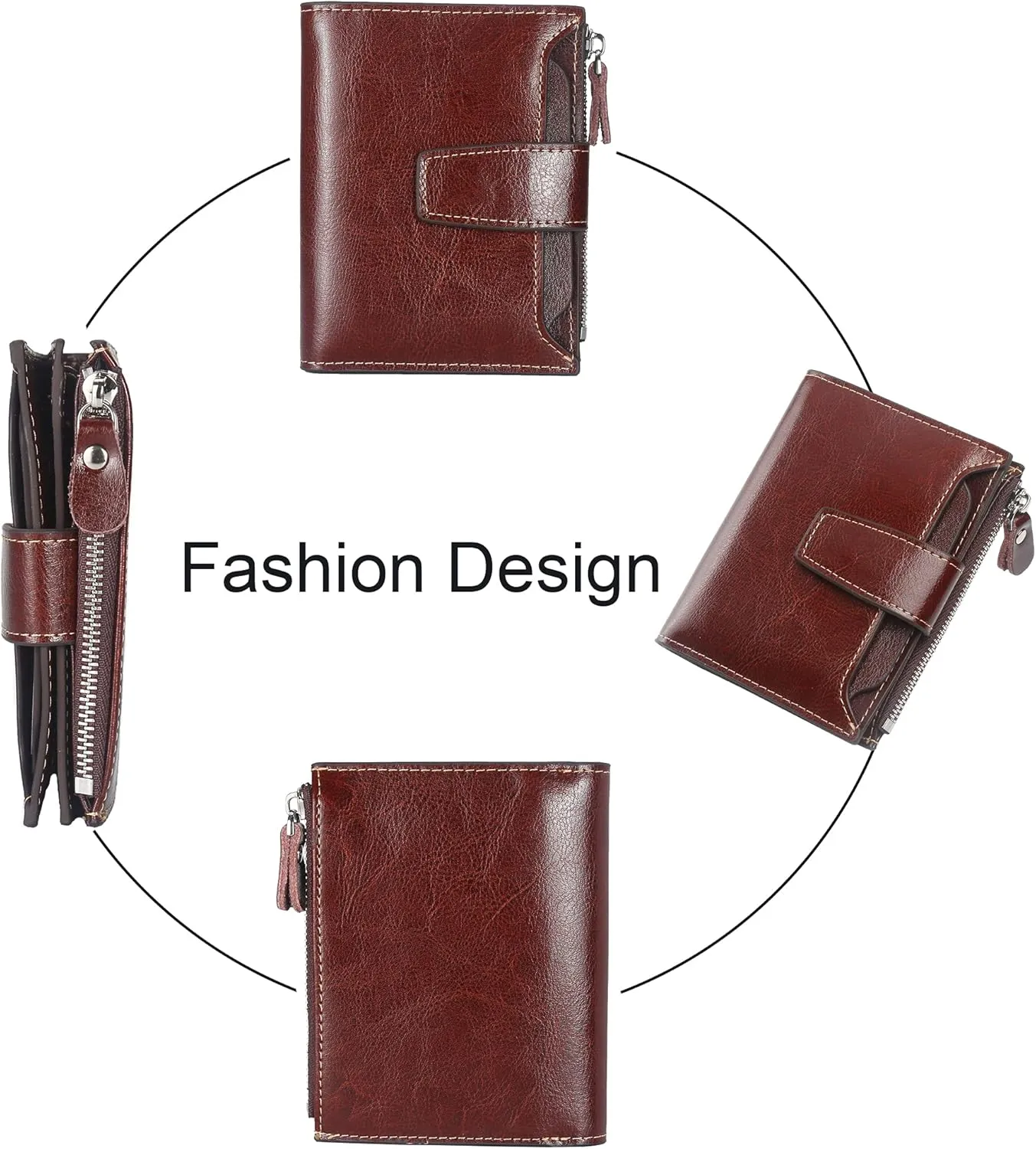 Lavemi Small Compact Women Wallet RFID Blocking Genuine Leather Bifold Purse with ID Windows