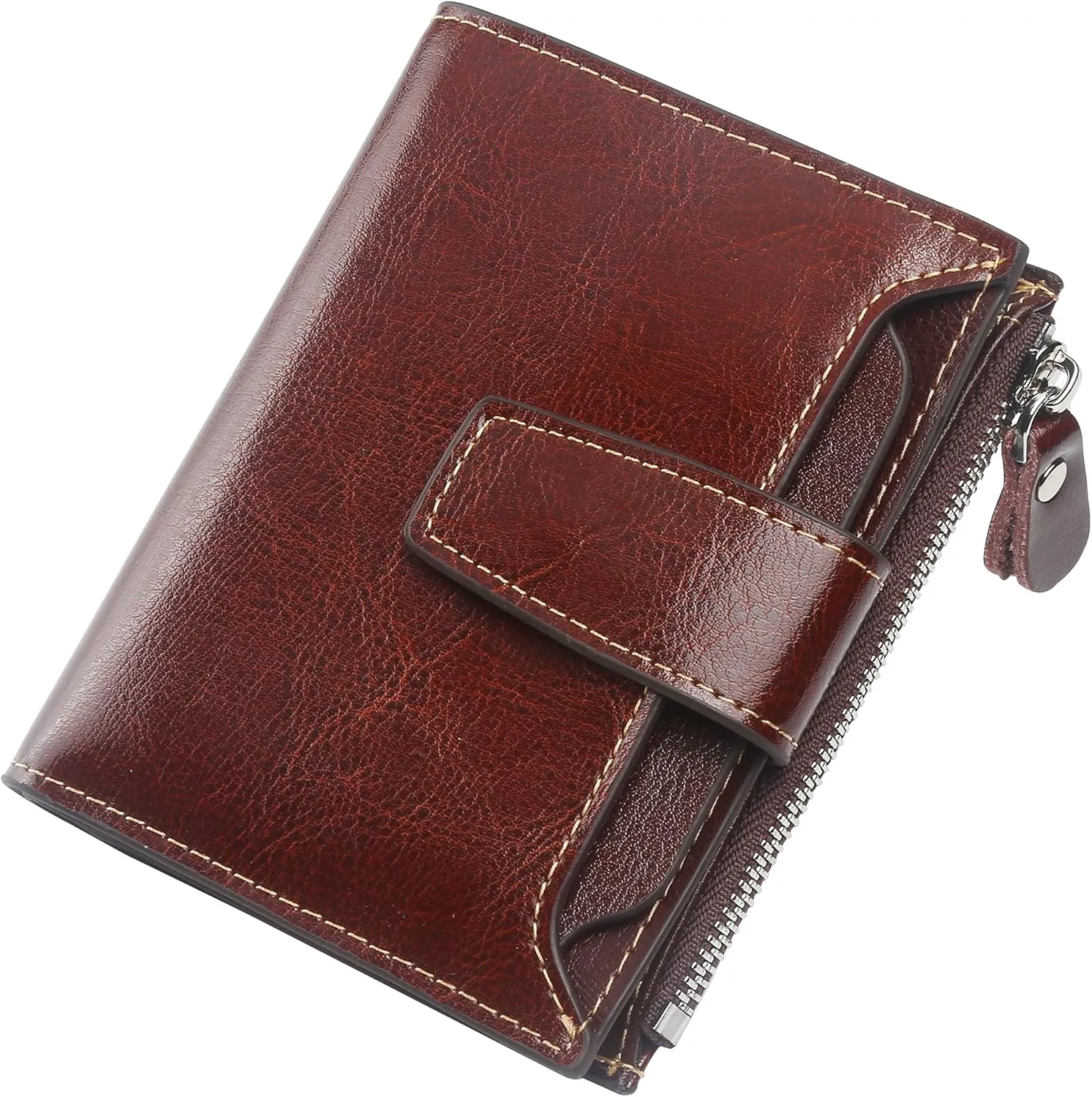 Lavemi Small Compact Women Wallet RFID Blocking Genuine Leather Bifold Purse with ID Windows