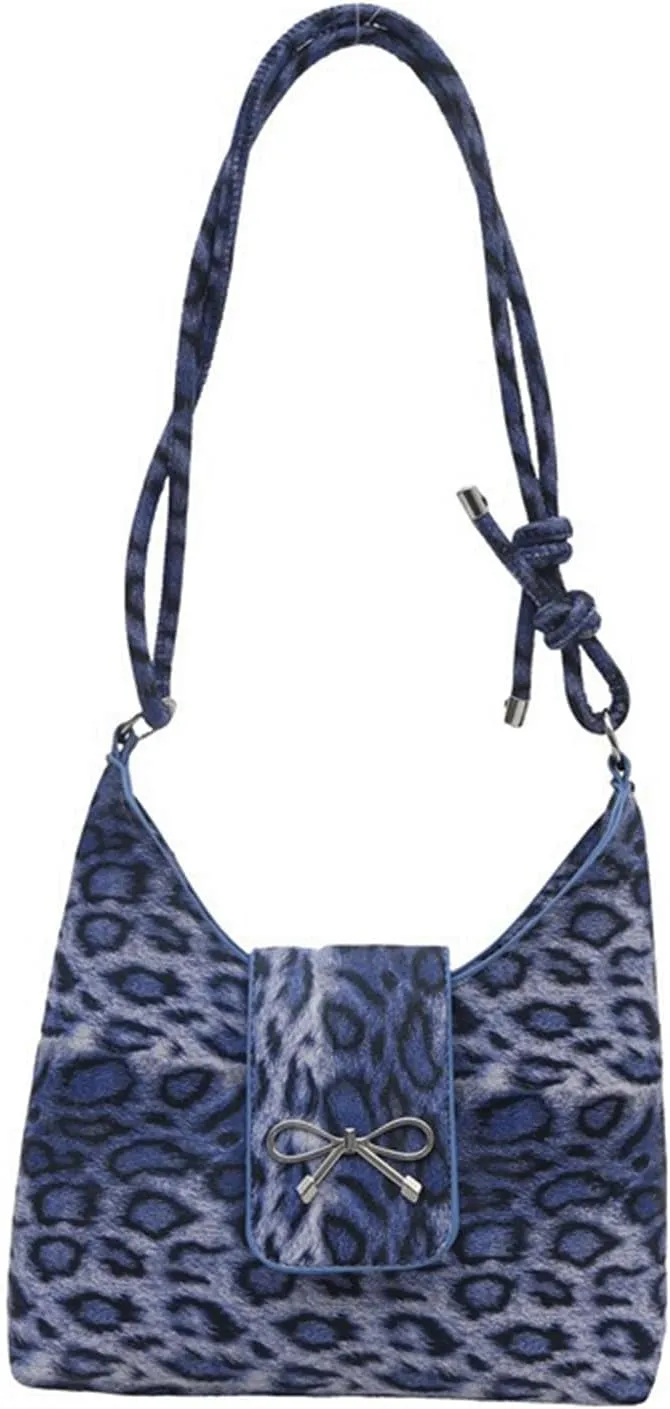 Leopard Print Silver Bow Purse Trendy Leopard Crossbody Bag Cheetah Print Tote Handbag for Women