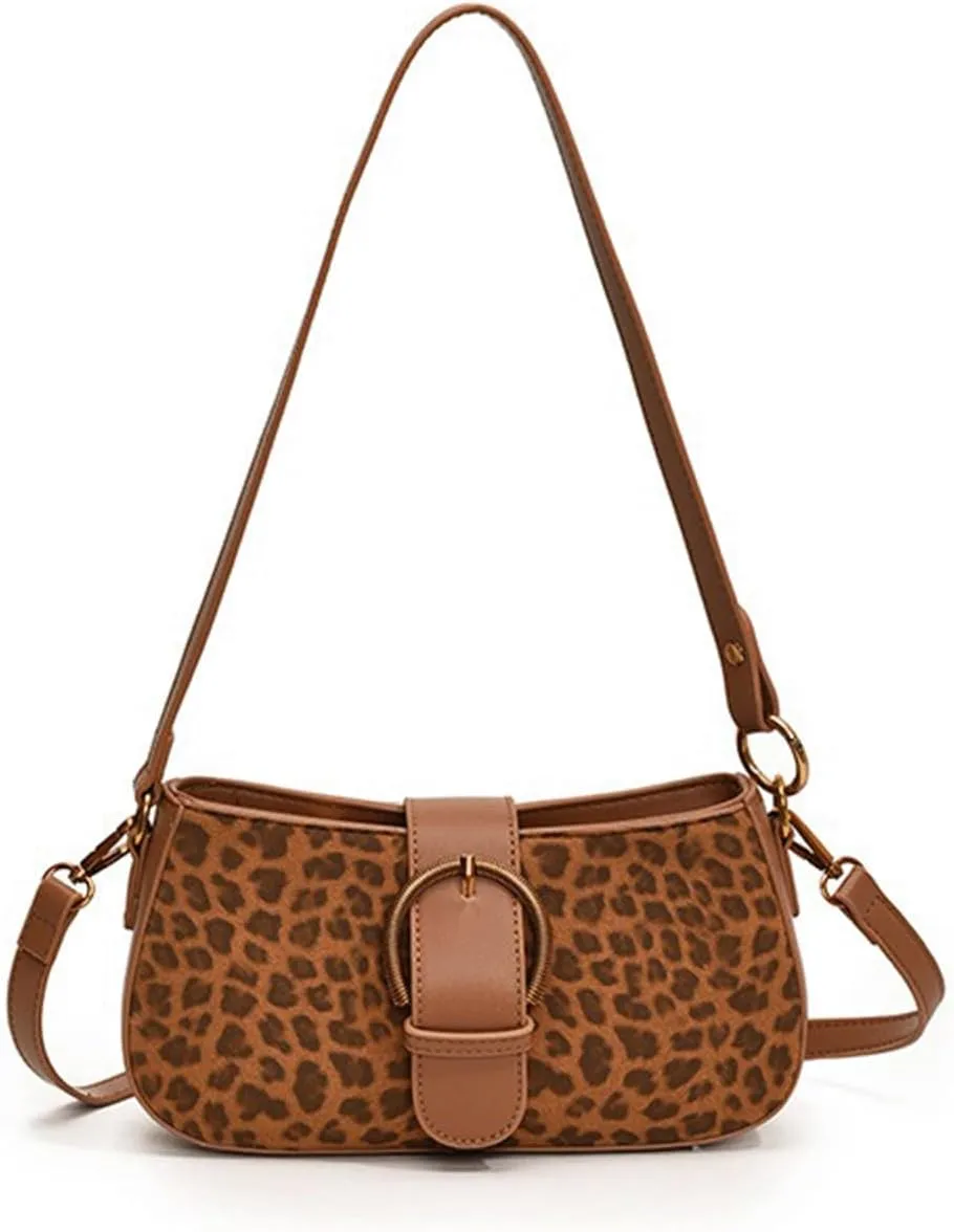 Leopard Purse Cheetah Print Mini Clutch Golden Buckle Crossbody Purses Vintage Y2K Bags Shoulder Bag for Girls