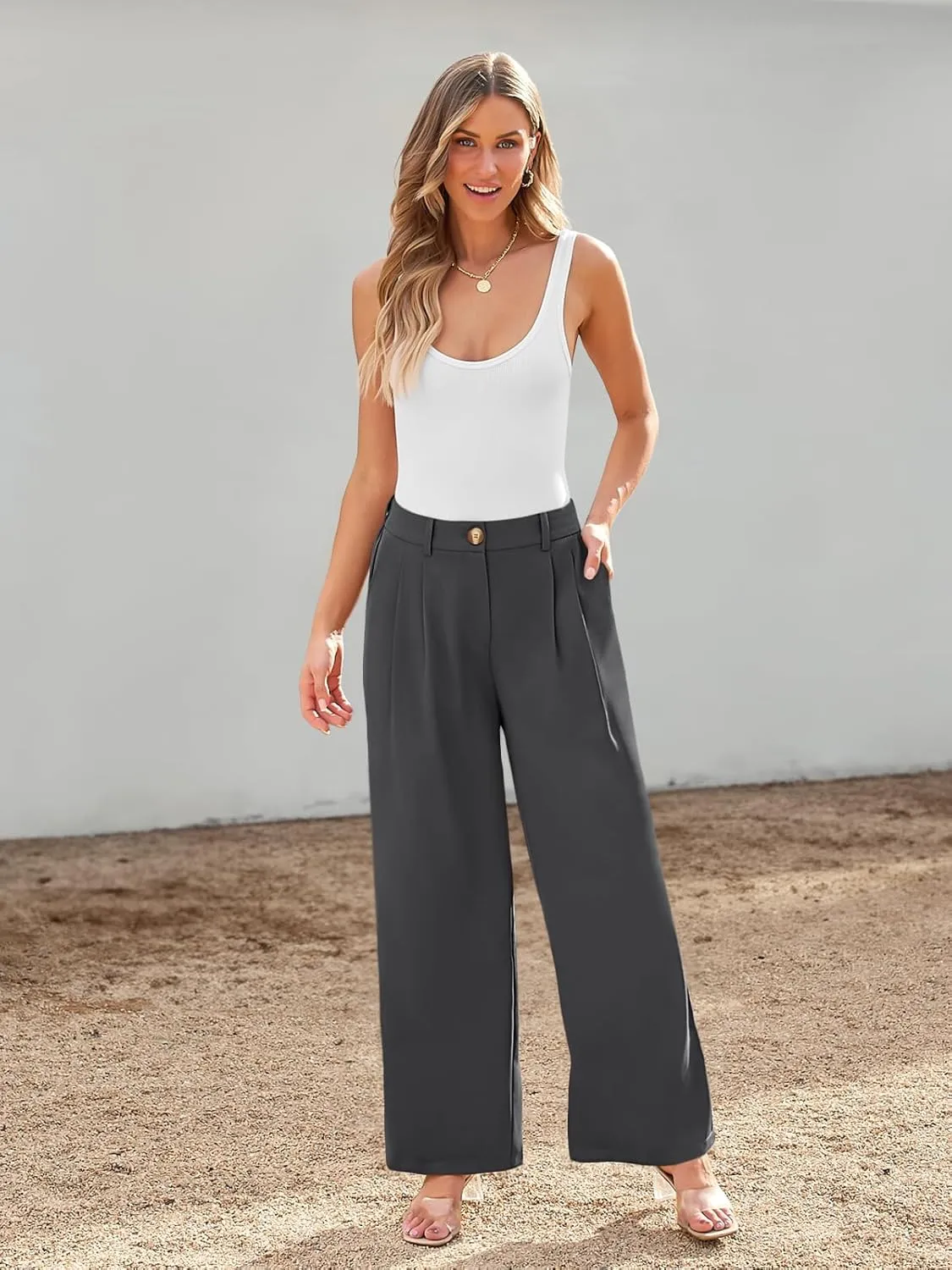 LILLUSORY Wide Leg Dress Pants Women's High Waisted Dressy Trousers