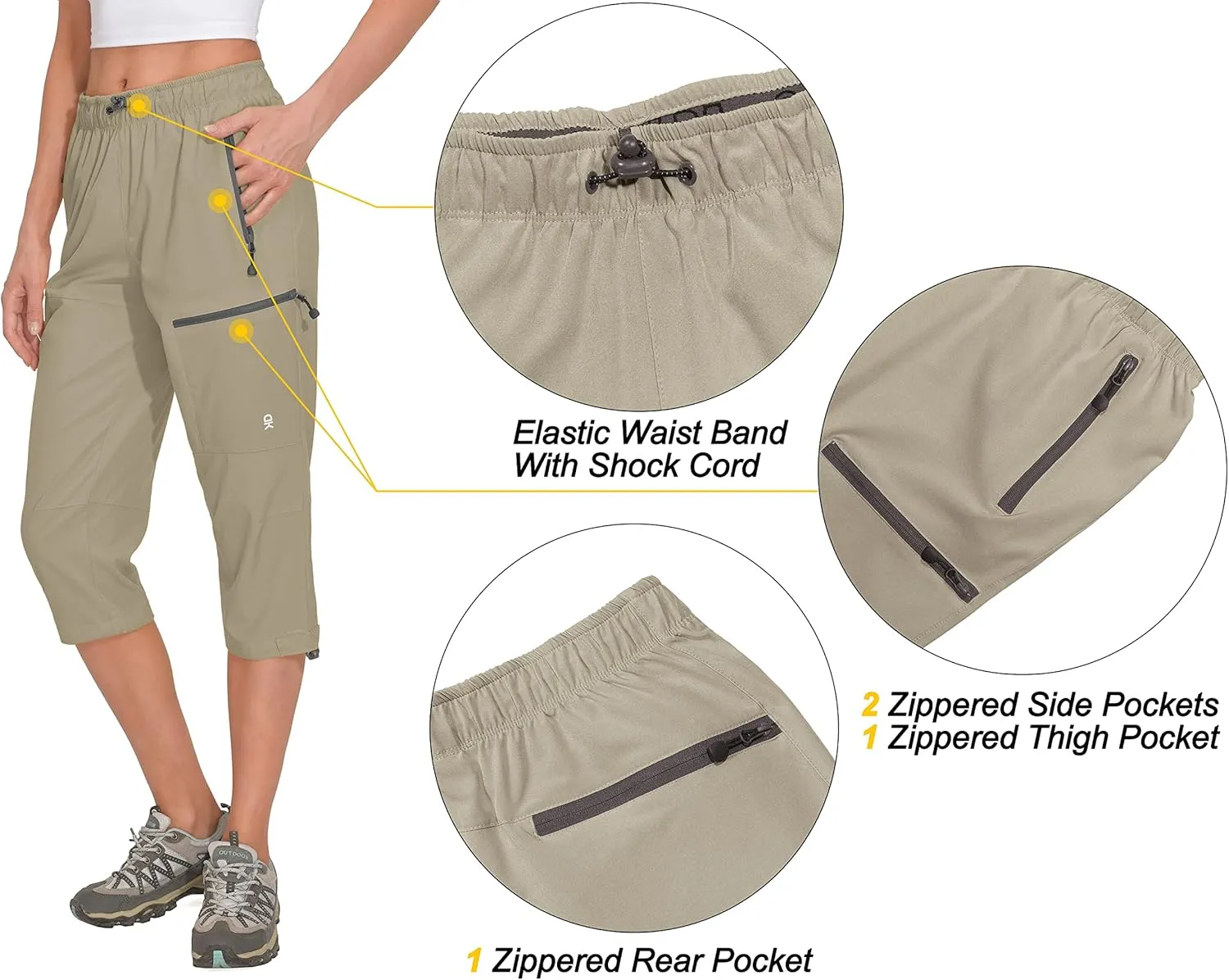 Little Donkey Andy Women's Quick Dry 3/4 Pants Capri Shorts Lightweight Hiking Travel Casual