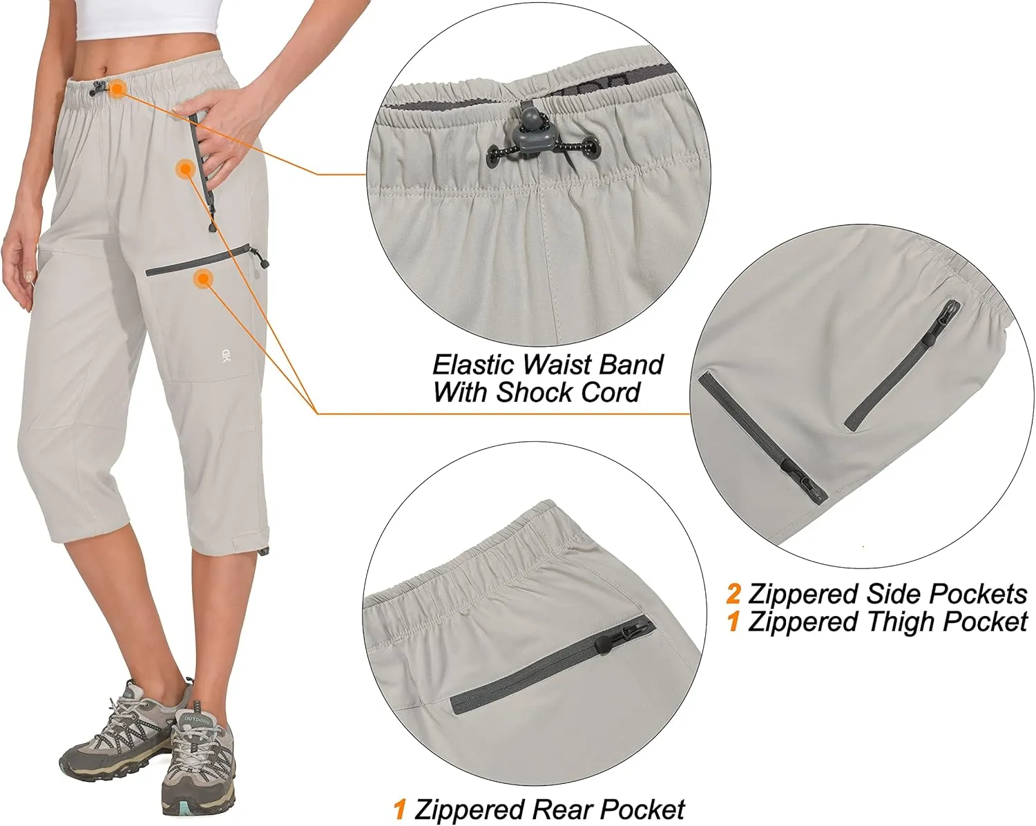 Little Donkey Andy Women's Quick Dry 3/4 Pants Capri Shorts Lightweight Hiking Travel Casual