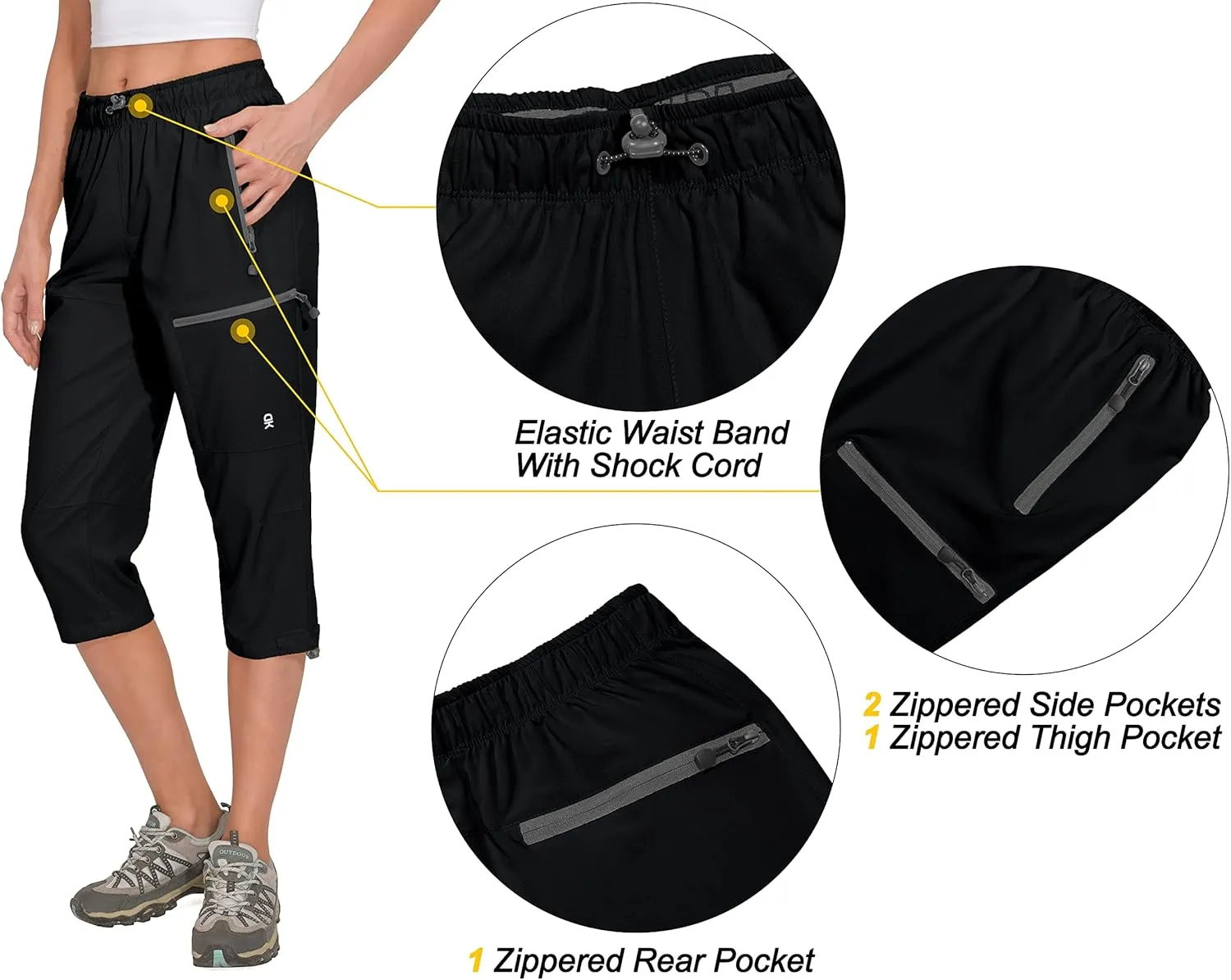 Little Donkey Andy Women's Quick Dry 3/4 Pants Capri Shorts Lightweight Hiking Travel Casual