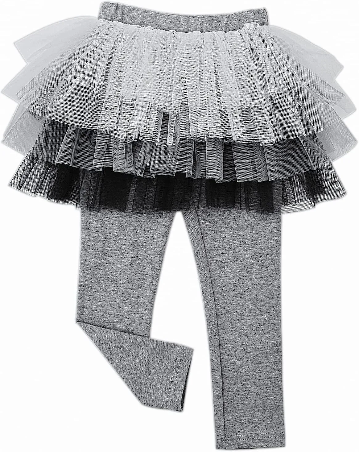 Little Girls Footless Leggings with Tutu Ruffle Twinkle Star Skirt Stretchy Cotton Pantskirt
