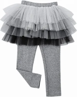 Little Girls Footless Leggings with Tutu Ruffle Twinkle Star Skirt Stretchy Cotton Pantskirt