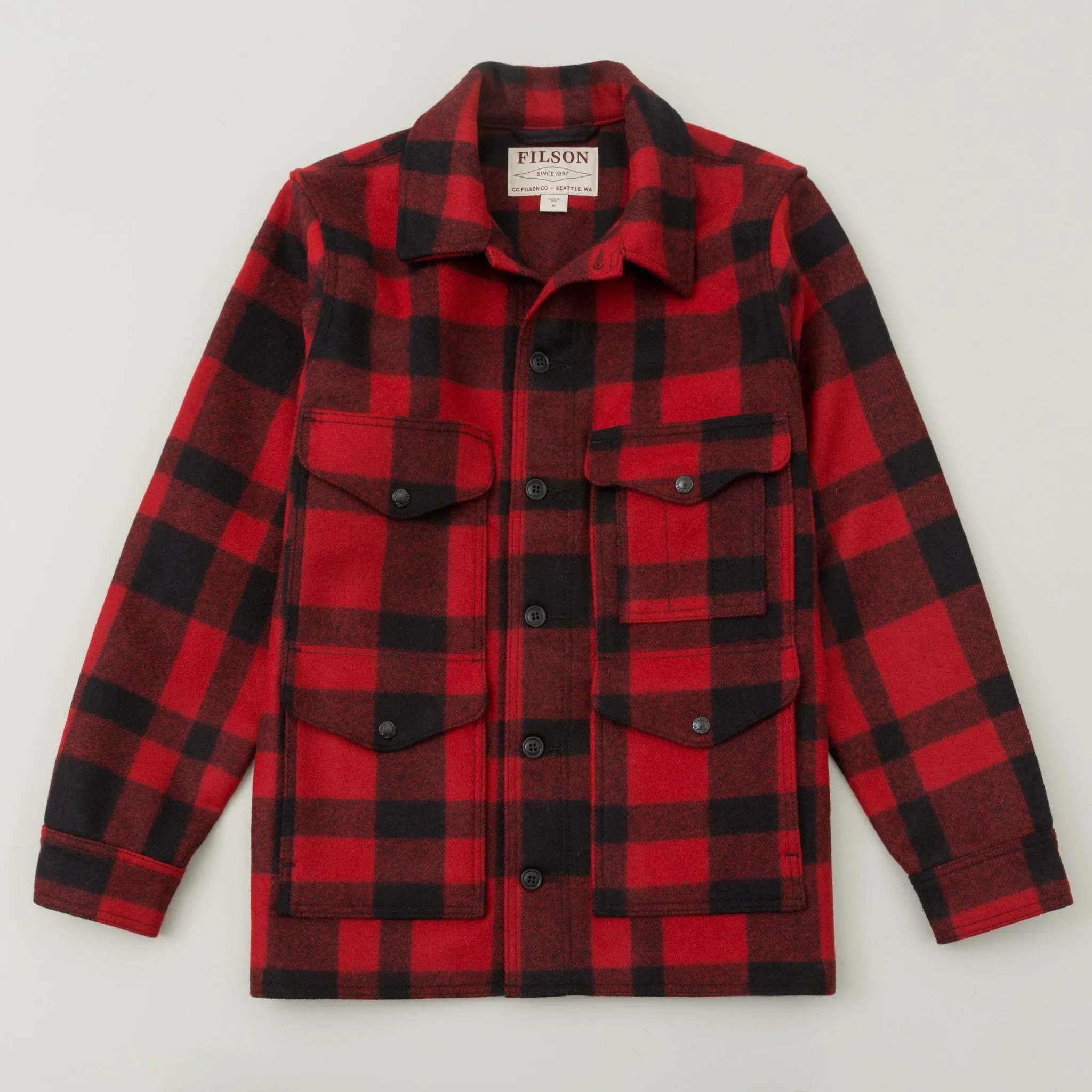 Mackinaw Wool Cruiser Jacket, Red / Black Plaid