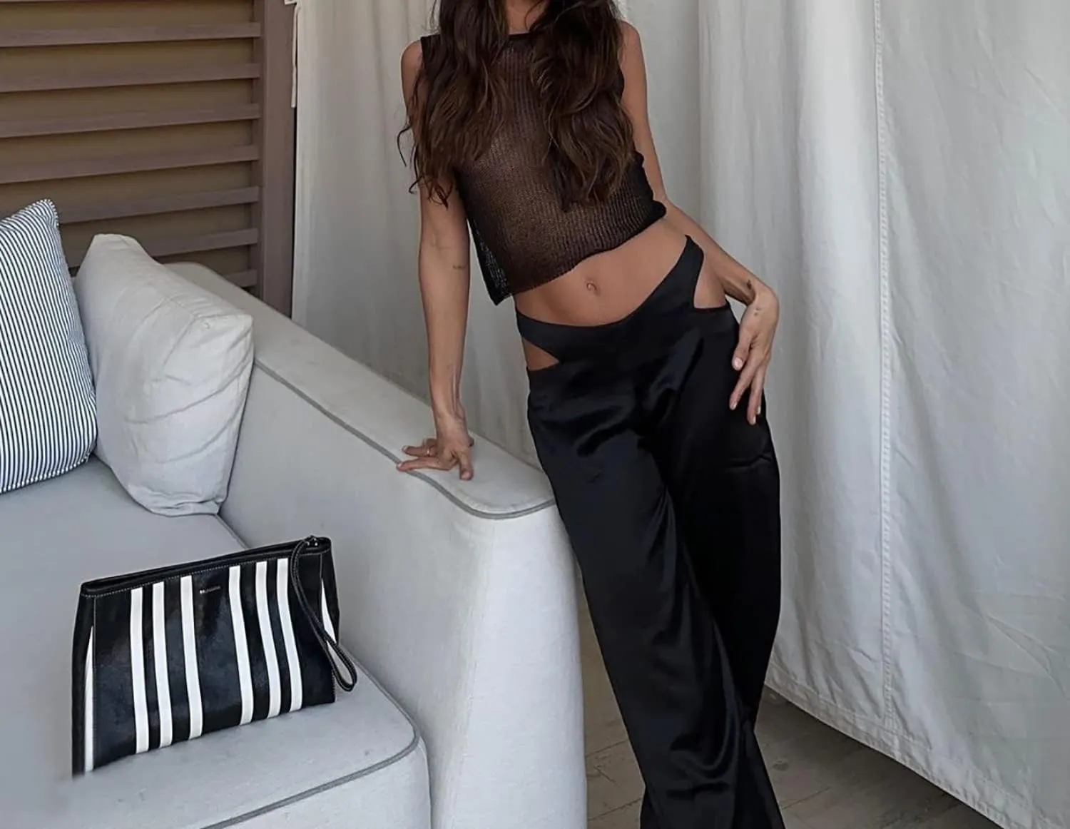 Meladyan Women Sexy Fishnet Knit Glittering Crop Tank Going Out Top Sheer Mesh Sleeveless Crewneck Solid Slim Cropped Tops