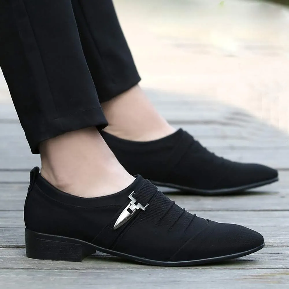 Men Casual Shoes Pointed Toe Formal Shoes Canvas Fashion Business Slip on Skate