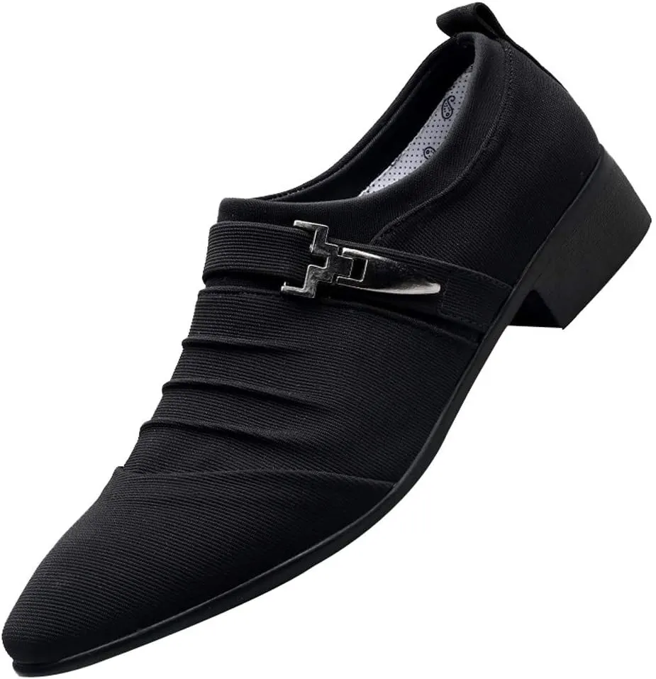 Men Casual Shoes Pointed Toe Formal Shoes Canvas Fashion Business Slip on Skate