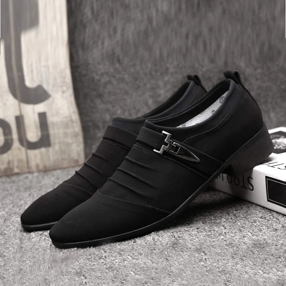 Men Casual Shoes Pointed Toe Formal Shoes Canvas Fashion Business Slip on Skate